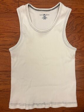 Brandy Melville white tank top with black stitching